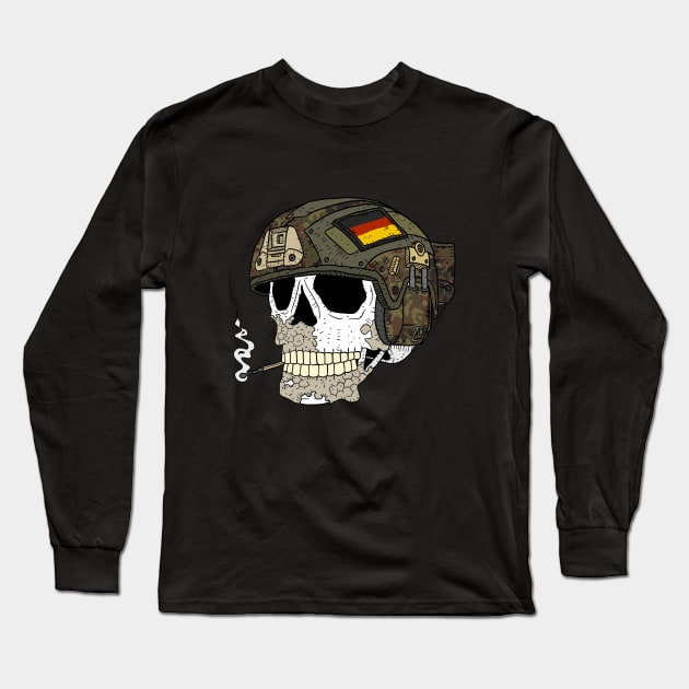 a bundeswehr skull with a flecktarn helmet. Long Sleeve T-Shirt by JJadx